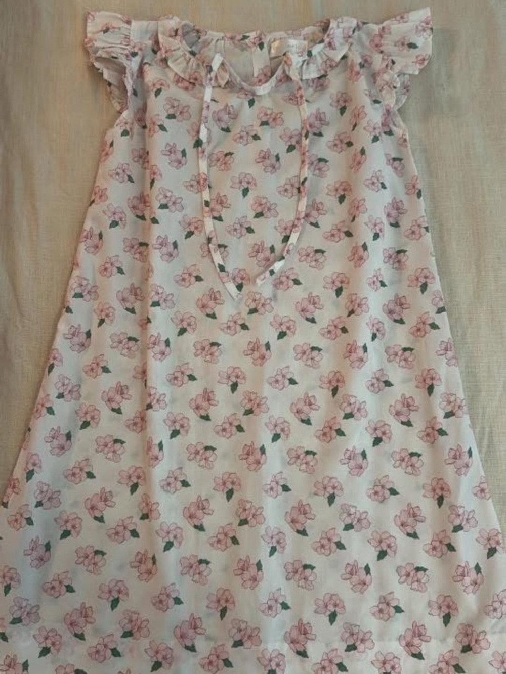 Girls Pink Floral Ruffle-Trim Casual Dress